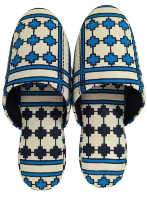 Large Printing  Stamped Fabric Slippers [Black wool felt soles] L2210 [Size Large]