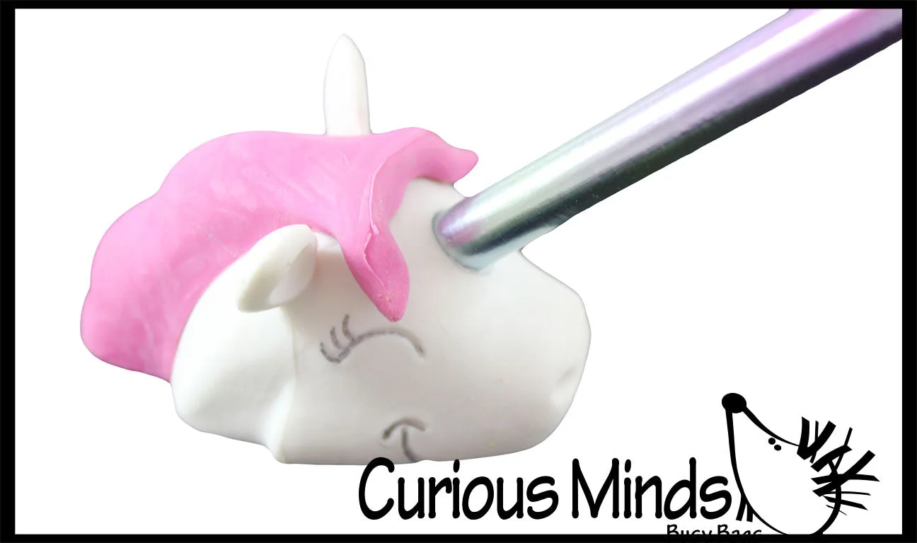 LAST CHANCE - LIMITED STOCK - Unique 3D Unicorn Eraser With Pencil Horn - Eraser is Pencil Holder - Novelty and Functional Adorable Eraser Novelty Prize, School Classroom Supply