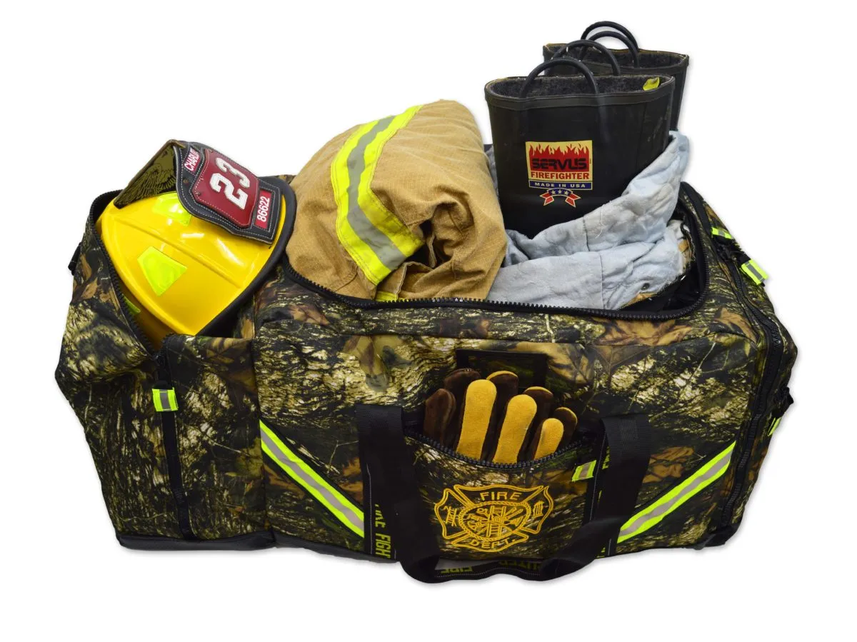 Lightning X Premium Camouflage 3XL Firefighter Step-In Gear Bag w/ Helmet Compartment – Deep Woods Camo