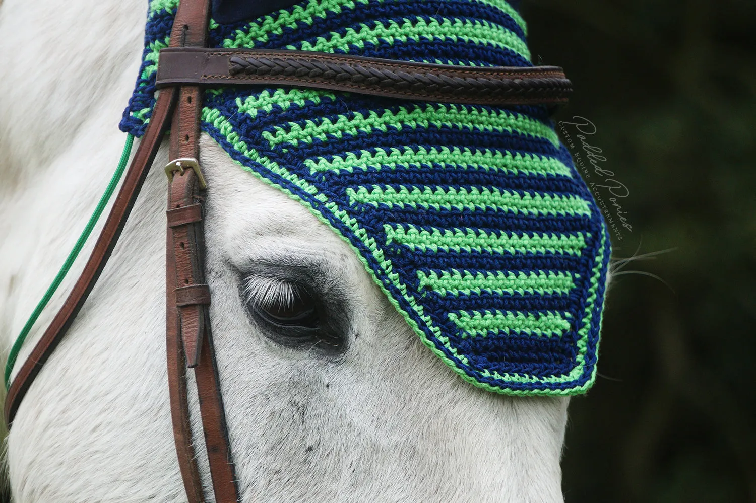 Lime Green and Navy Blue Stripe Fly Bonnet