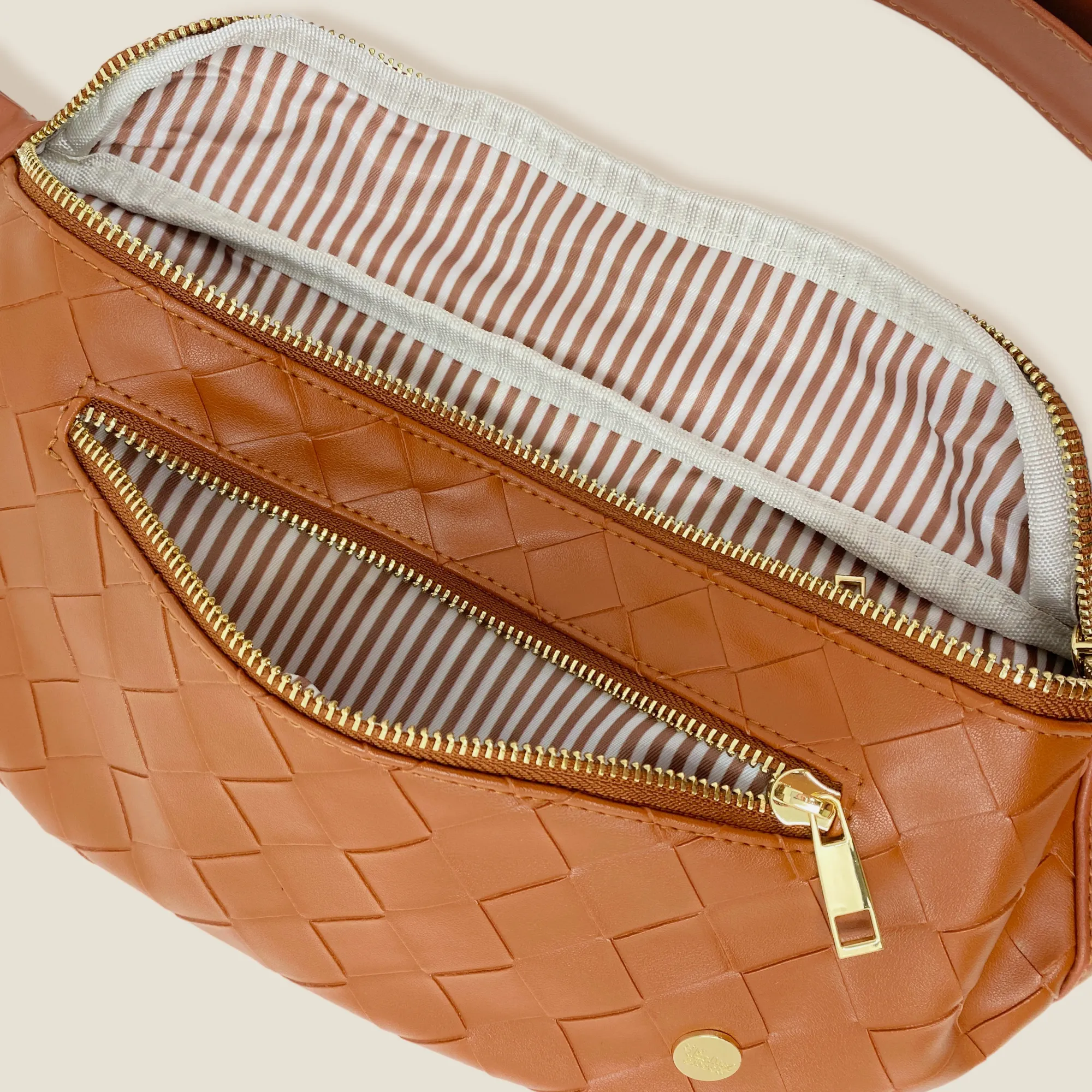 Luxe Belt Bag - Woven Cognac