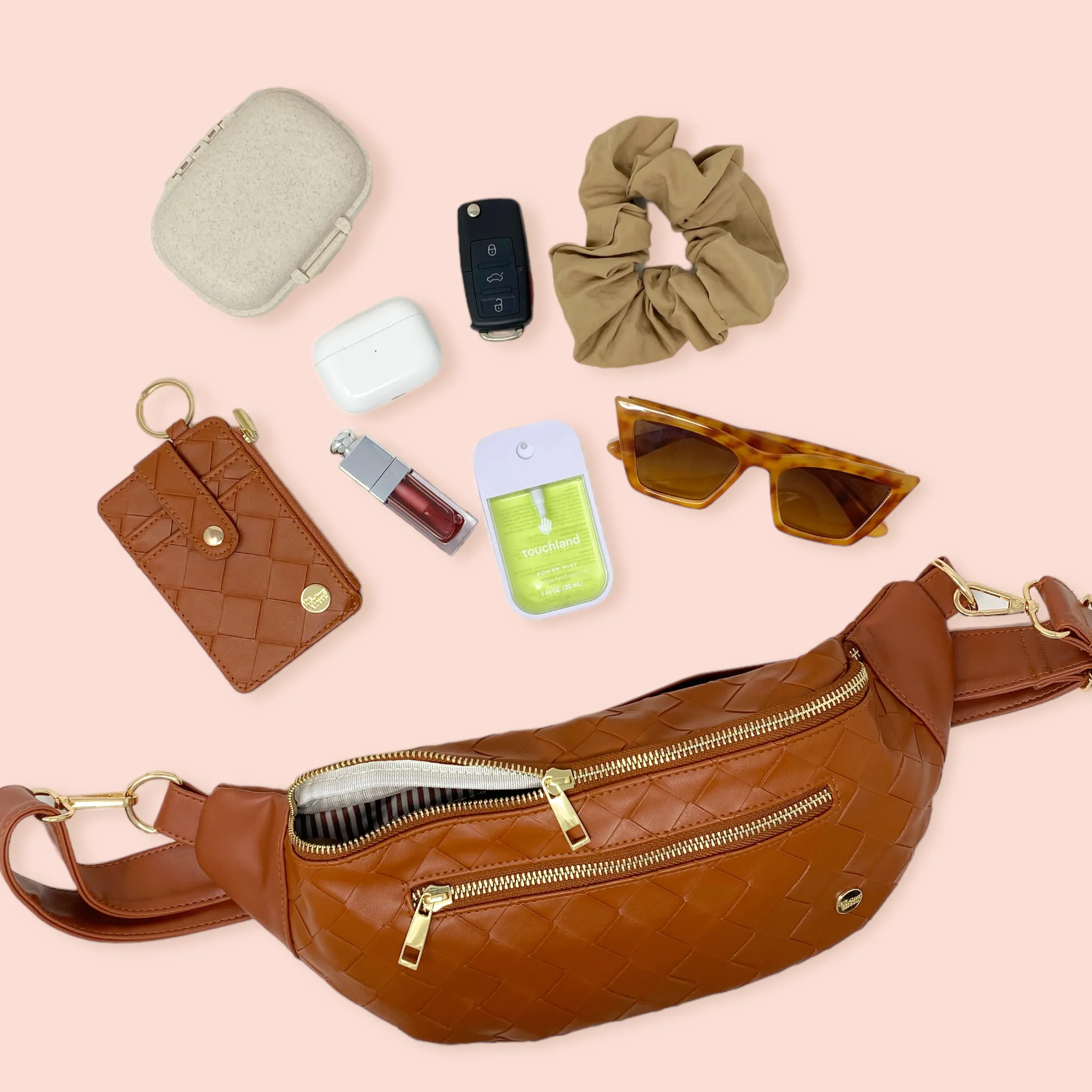 Luxe Belt Bag - Woven Cognac