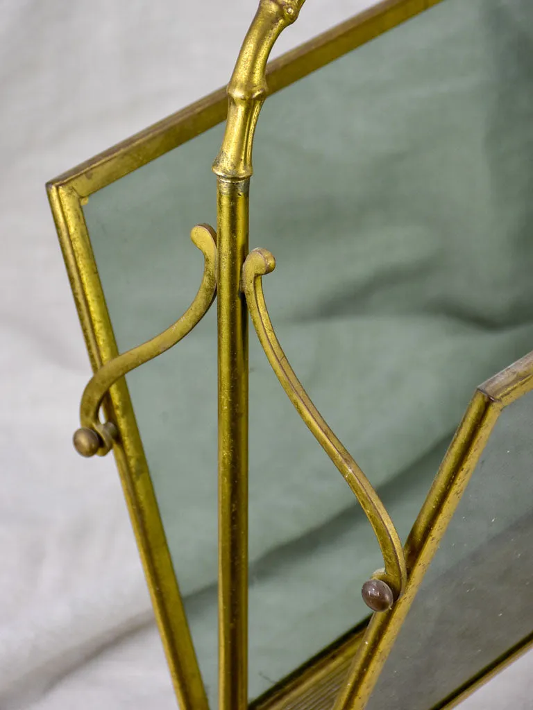 Magazine stand (Maison Bagues) bamboo & smoke glass (1970s)