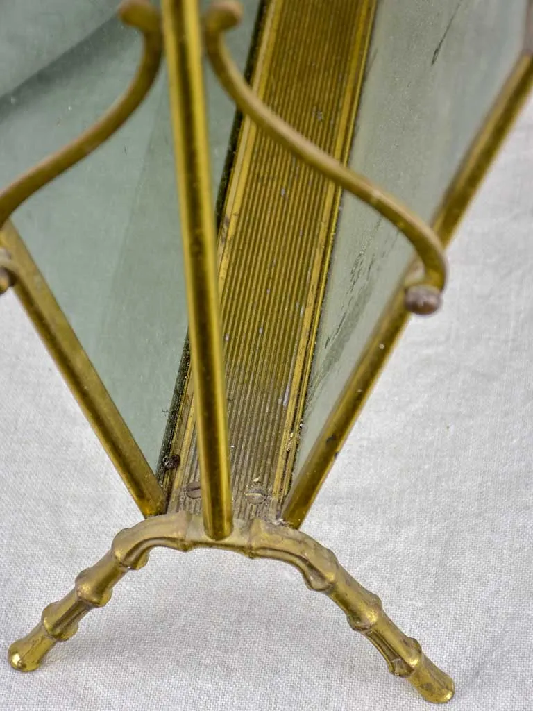 Magazine stand (Maison Bagues) bamboo & smoke glass (1970s)