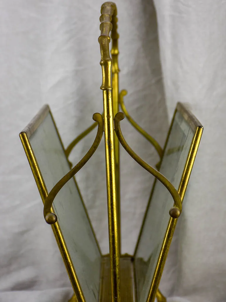 Magazine stand (Maison Bagues) bamboo & smoke glass (1970s)