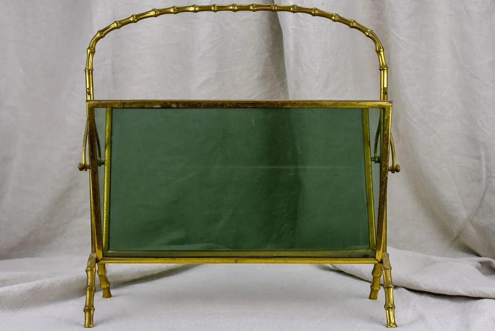 Magazine stand (Maison Bagues) bamboo & smoke glass (1970s)