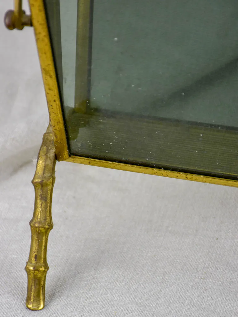 Magazine stand (Maison Bagues) bamboo & smoke glass (1970s)