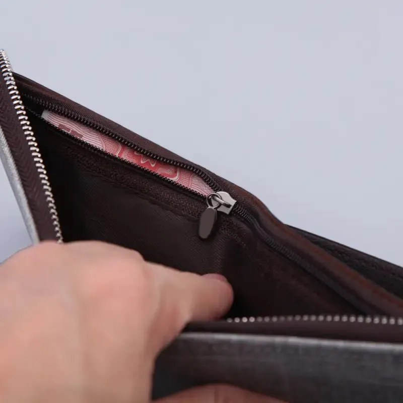 Men's 10-Fold Multifunctional Wallet with Secure Zipper & Retro Style