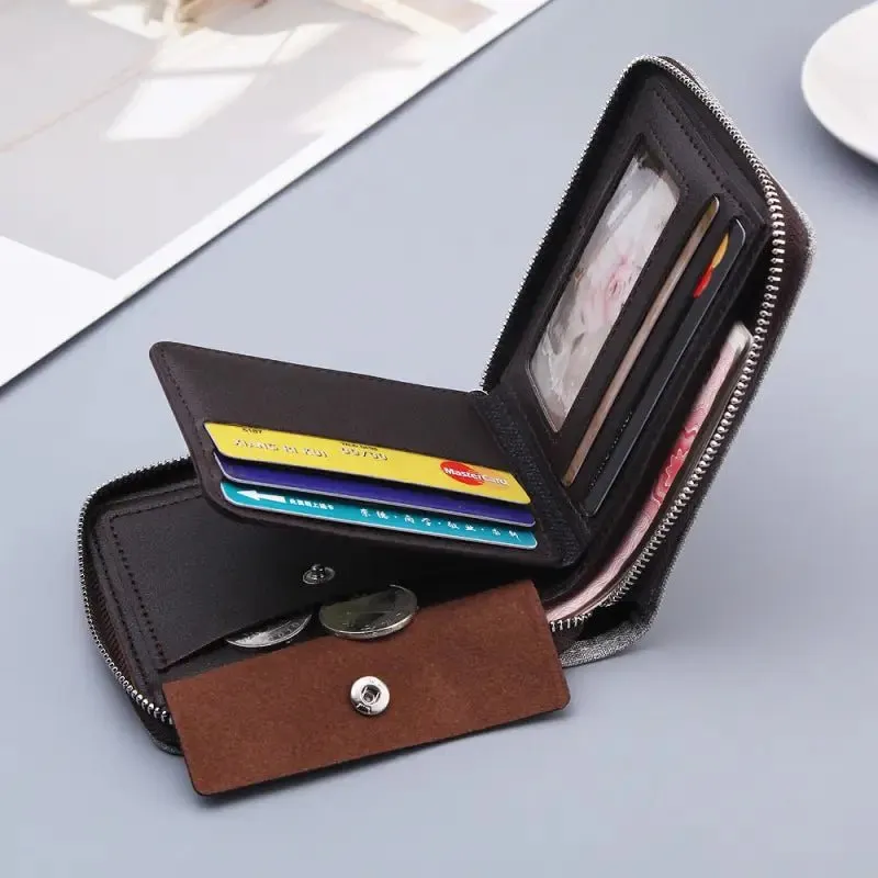 Men's 10-Fold Multifunctional Wallet with Secure Zipper & Retro Style