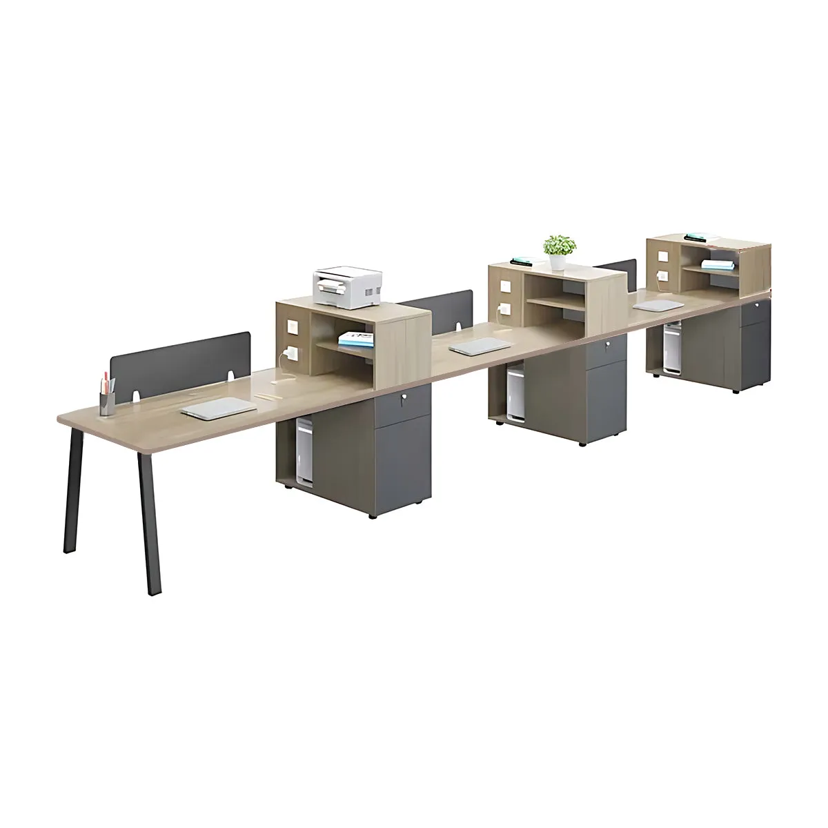 Modern Functional Office Desk with Storage Compartments