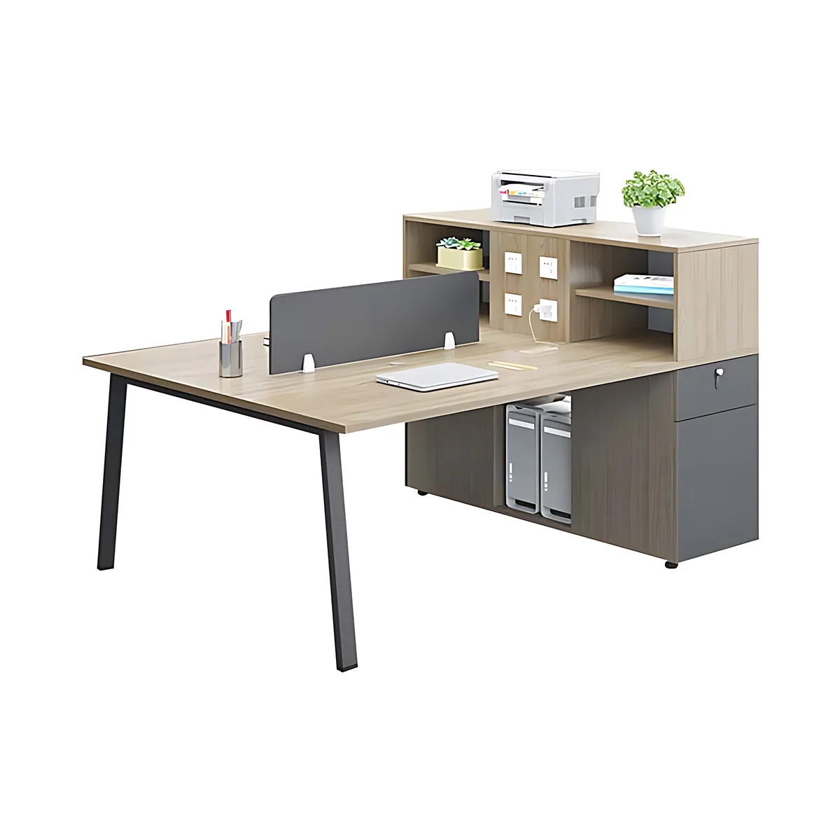Modern Functional Office Desk with Storage Compartments