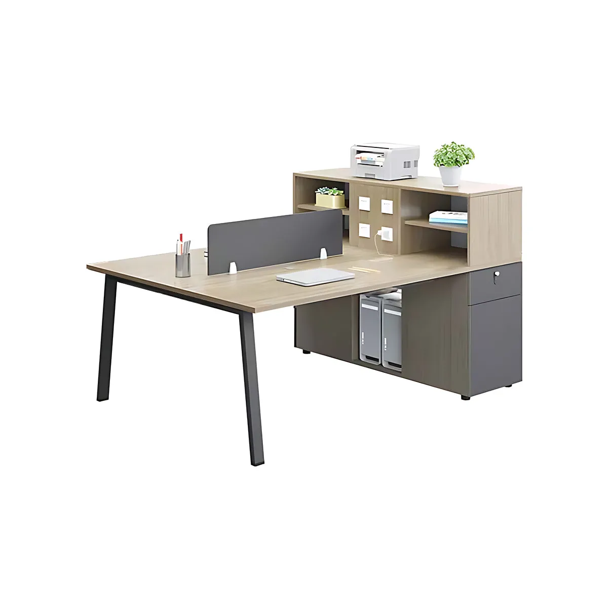Modern Functional Office Desk with Storage Compartments