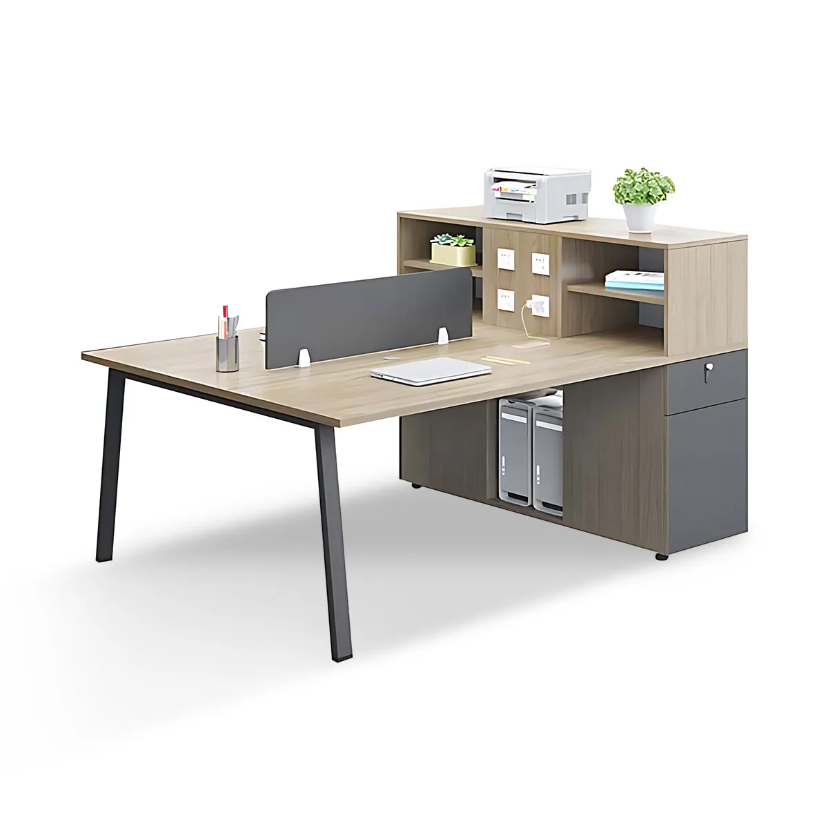 Modern Functional Office Desk with Storage Compartments