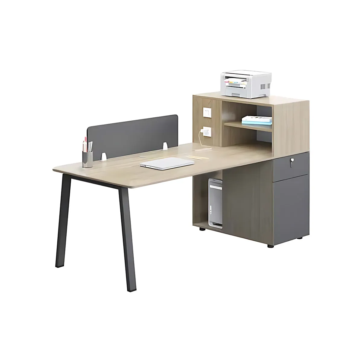 Modern Functional Office Desk with Storage Compartments