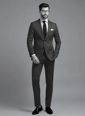 Napolean Genova Stripe Charcoal Wool Suit