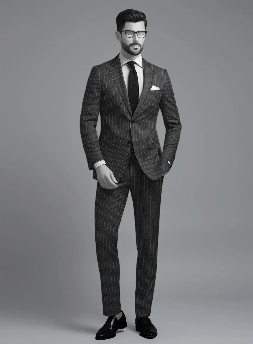 Napolean Genova Stripe Charcoal Wool Suit