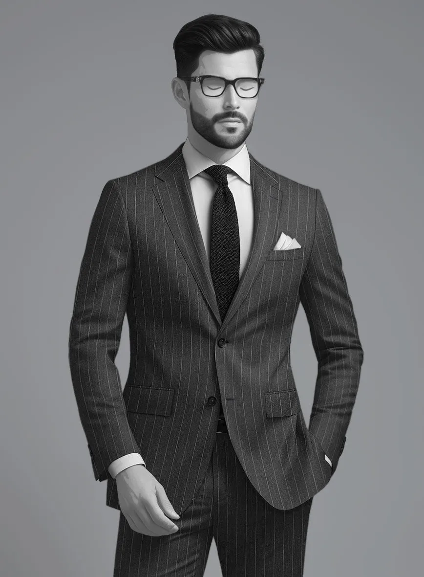 Napolean Genova Stripe Charcoal Wool Suit