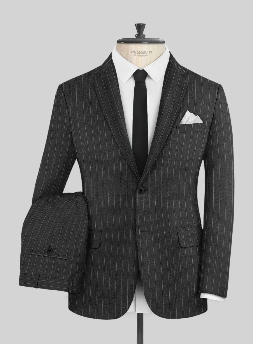 Napolean Genova Stripe Charcoal Wool Suit