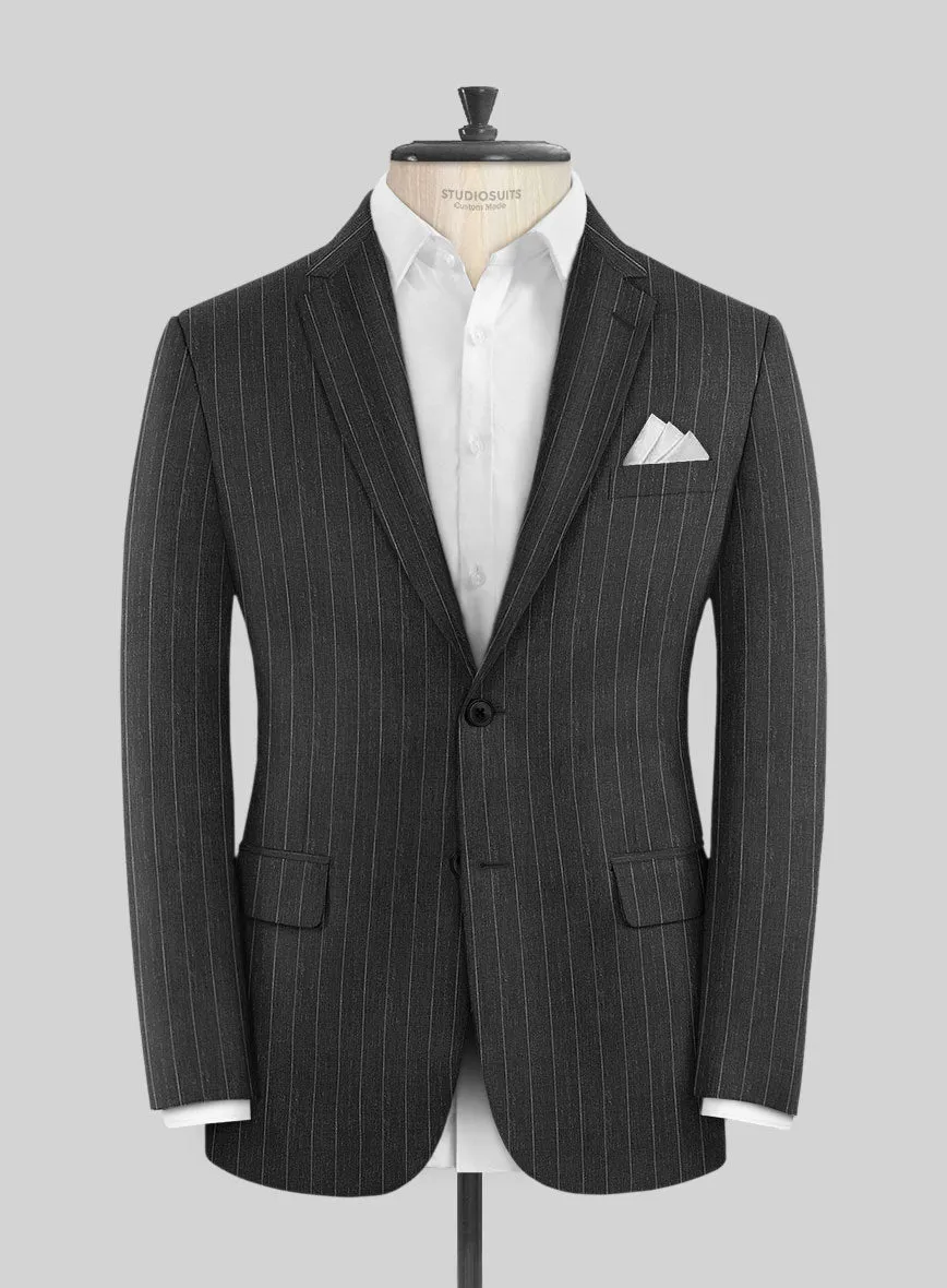 Napolean Genova Stripe Charcoal Wool Suit