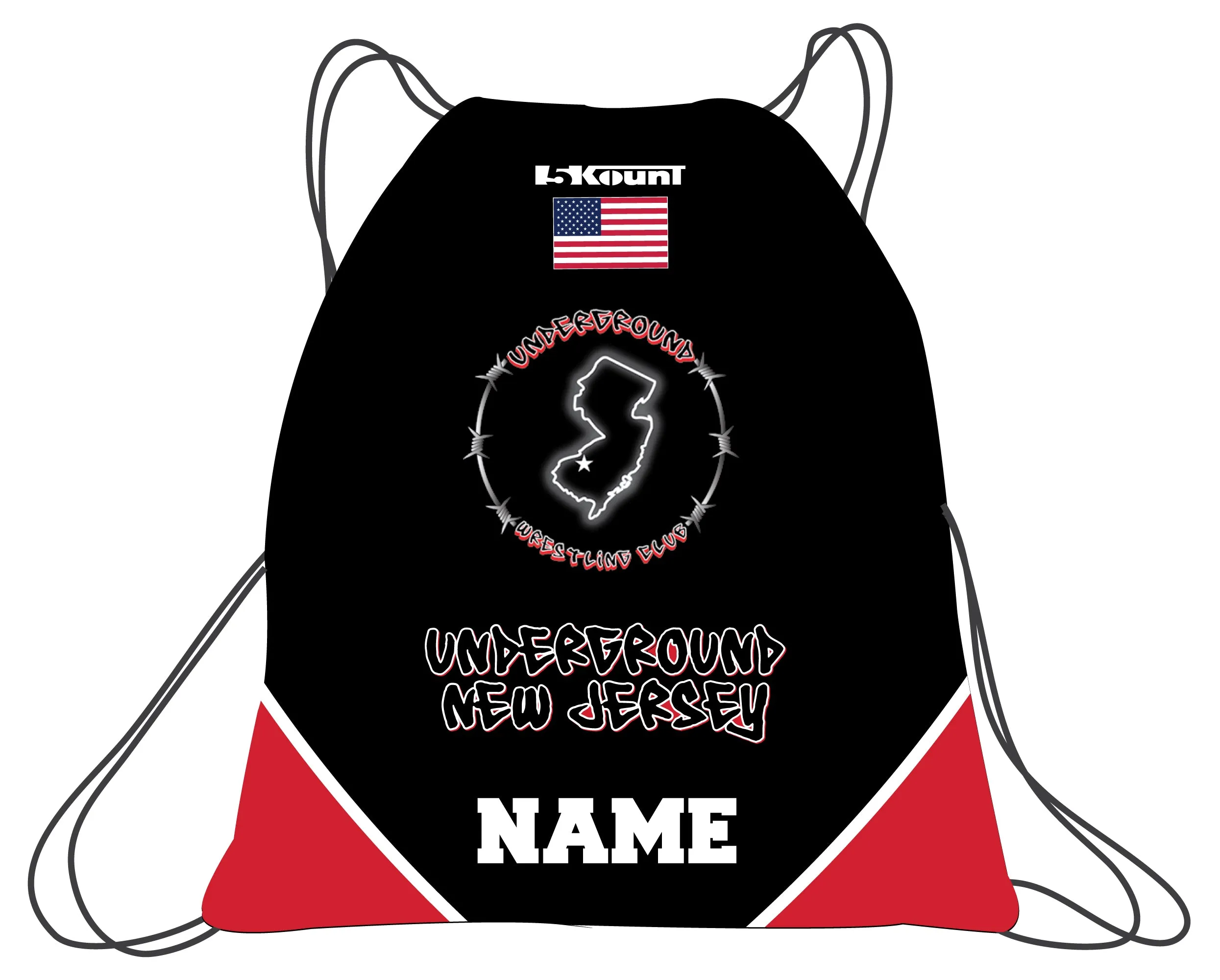 NJ Underground Wrestling Club Sublimated Drawstring Bag
