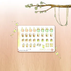 Off The Clock - Decorative Watercolor Stickers MINI - Hot Beverages & Cupcakes