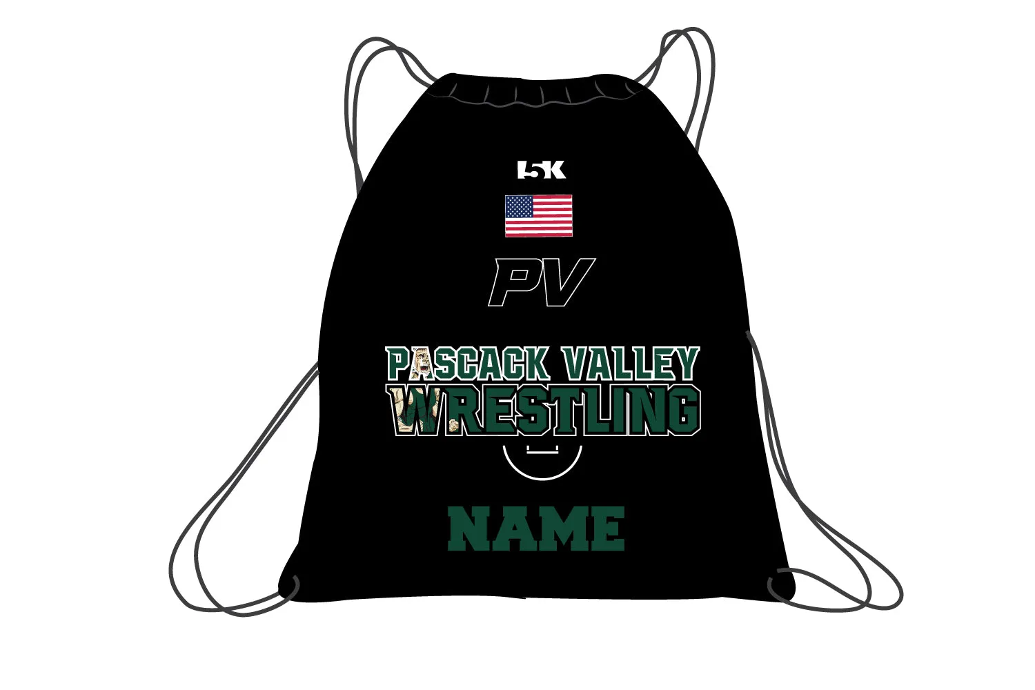 Pascack Valley Wrestling Sublimated Drawstring Bag