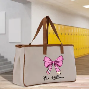 Personalized Teacher Cotton Canvas Tote Bag Gift for Teachers Life Tote Custom Teacher Appreciation Gift Bag Teacher Name Bag (TTB1036)