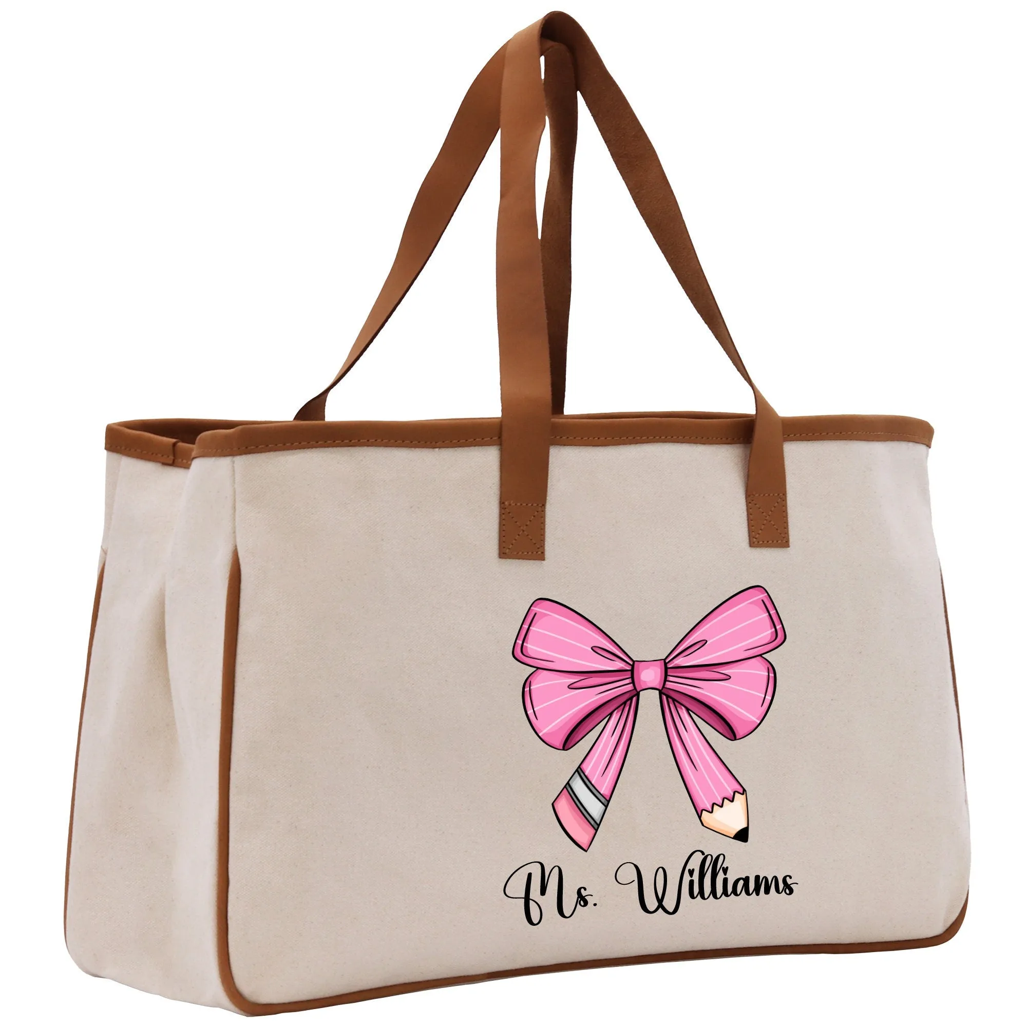 Personalized Teacher Cotton Canvas Tote Bag Gift for Teachers Life Tote Custom Teacher Appreciation Gift Bag Teacher Name Bag (TTB1036)