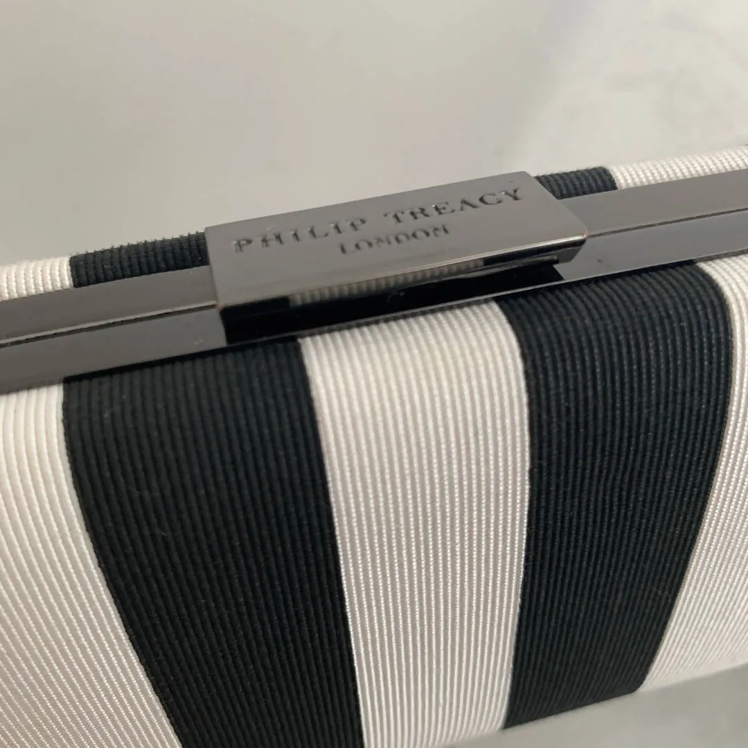 Philip Treacy Bold Black & White Stripe Versatile Clutch Bag