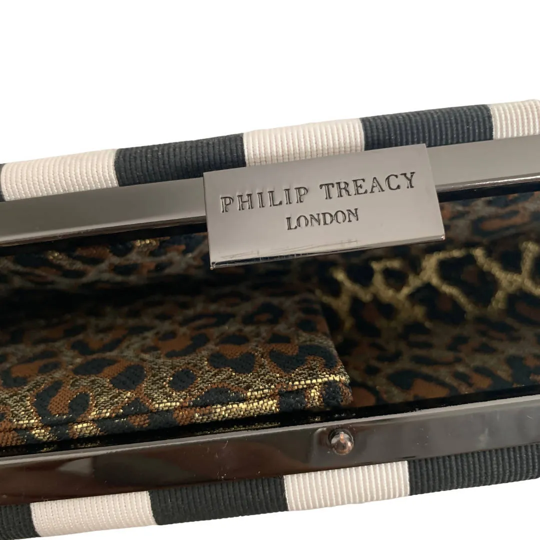 Philip Treacy Bold Black & White Stripe Versatile Clutch Bag