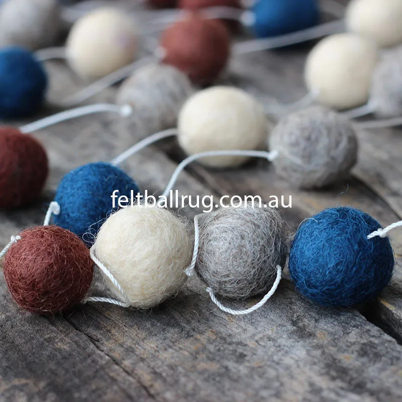 Pom Pom Garland Navy Cream Grey Brown