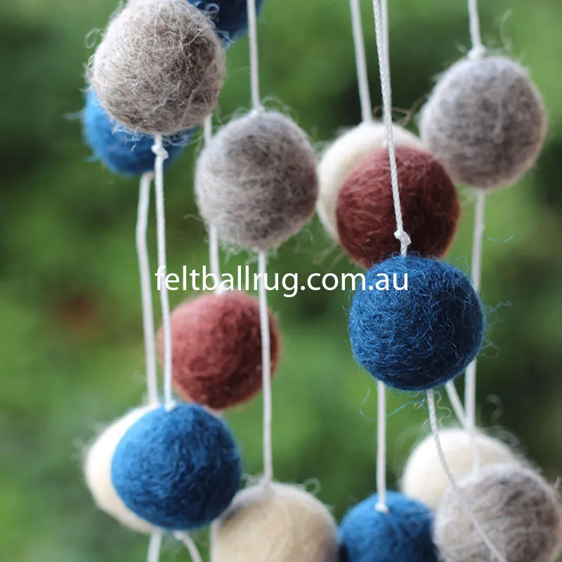 Pom Pom Garland Navy Cream Grey Brown