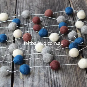 Pom Pom Garland Navy Cream Grey Brown