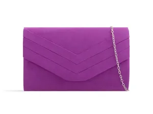 Purple Suede Envelope Clutch Bag