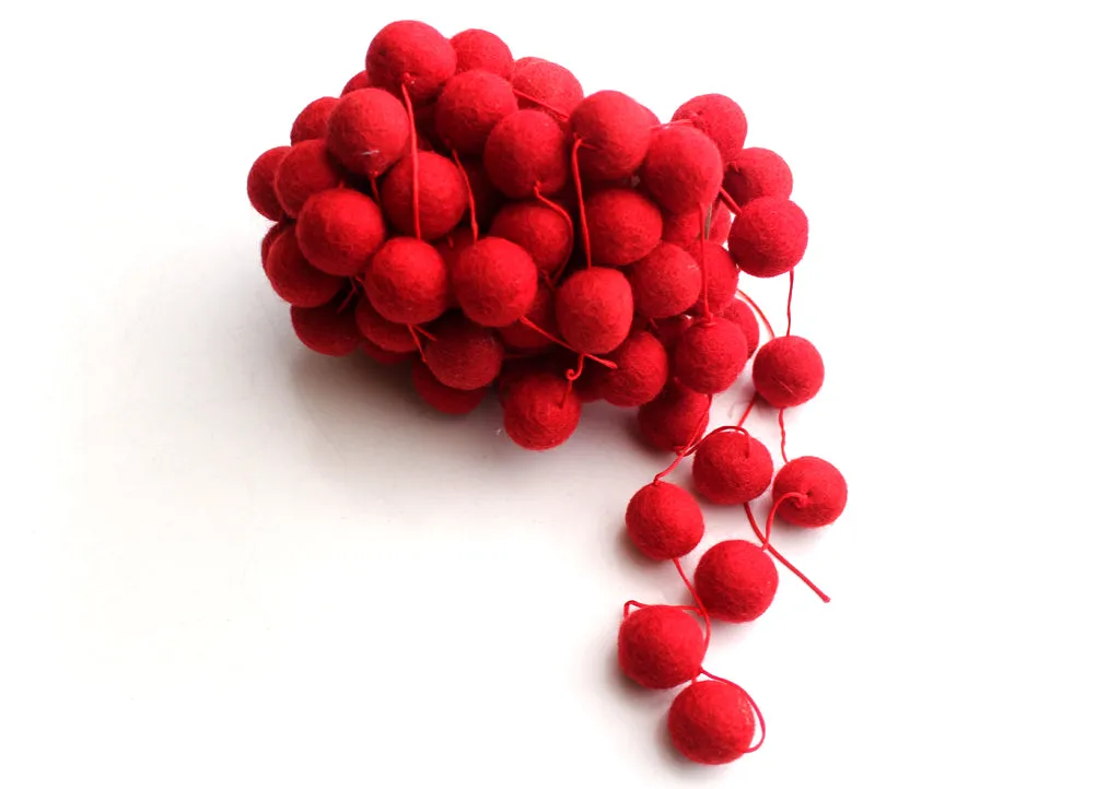 Red Christmas Felt Ball Pom Pom Hanging Nursery Decor