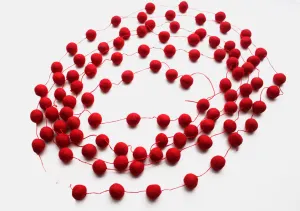 Red Christmas Felt Ball Pom Pom Hanging Nursery Decor