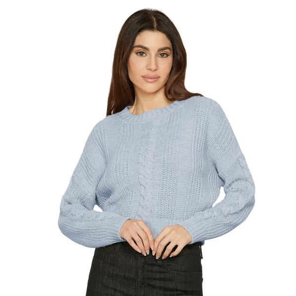 Relish maglia corta con manica lunga lavorata a treccia Grecia RDA2302114047 1744 celeste