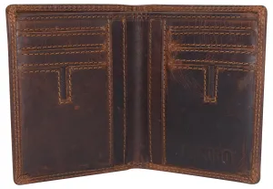 RFID610339RHU Vintage Leather Mens Slim Bifold Wallet RFID Blocking Credit Card Holder Wallets for Men