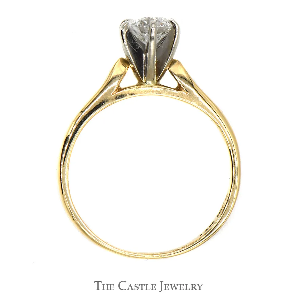 Round Brilliant Cut Diamond Solitaire Engagement Ring with Channel Set Accents in 14k Yellow Gold