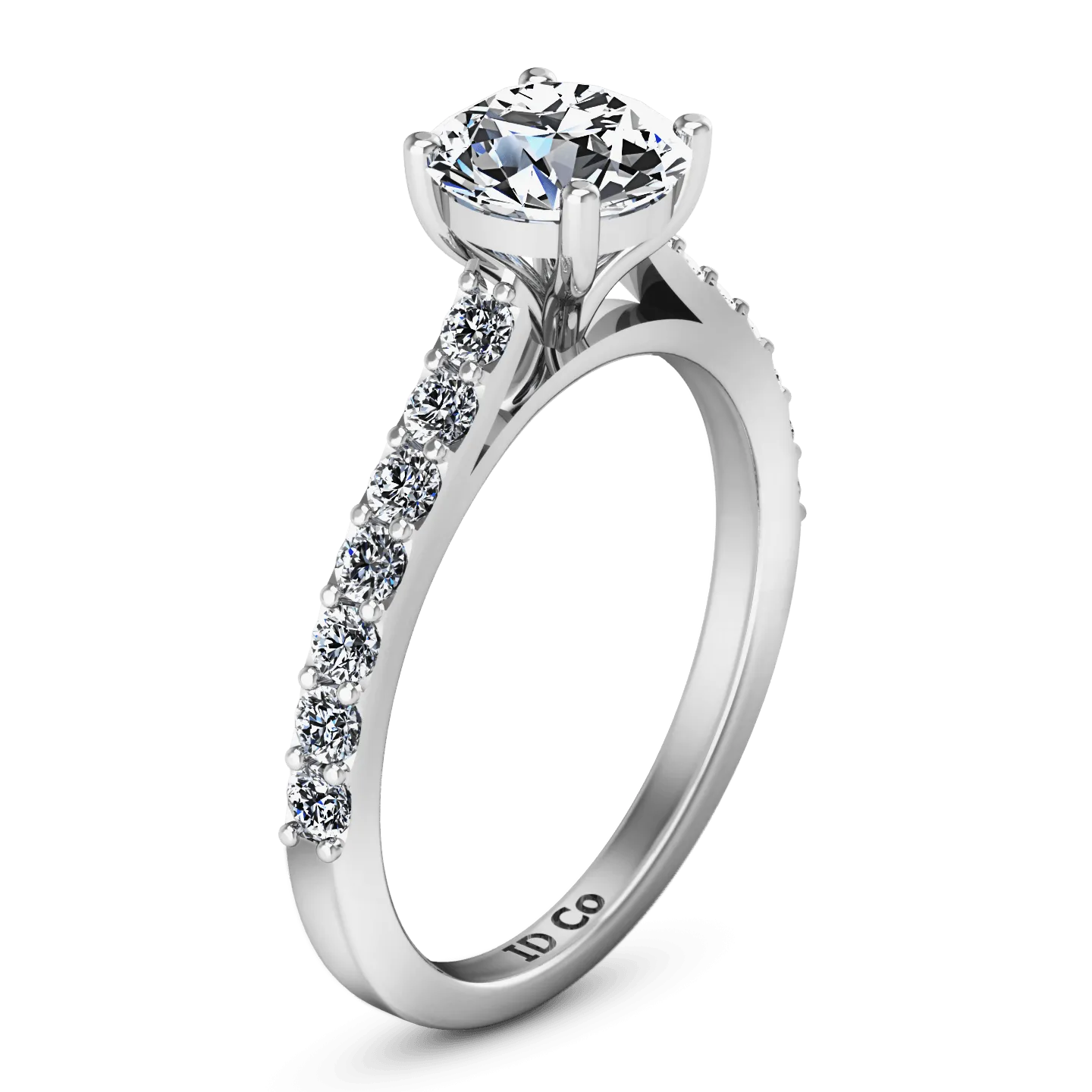 Round Diamond Pave Engagement Ring Harmoney 14K White Gold