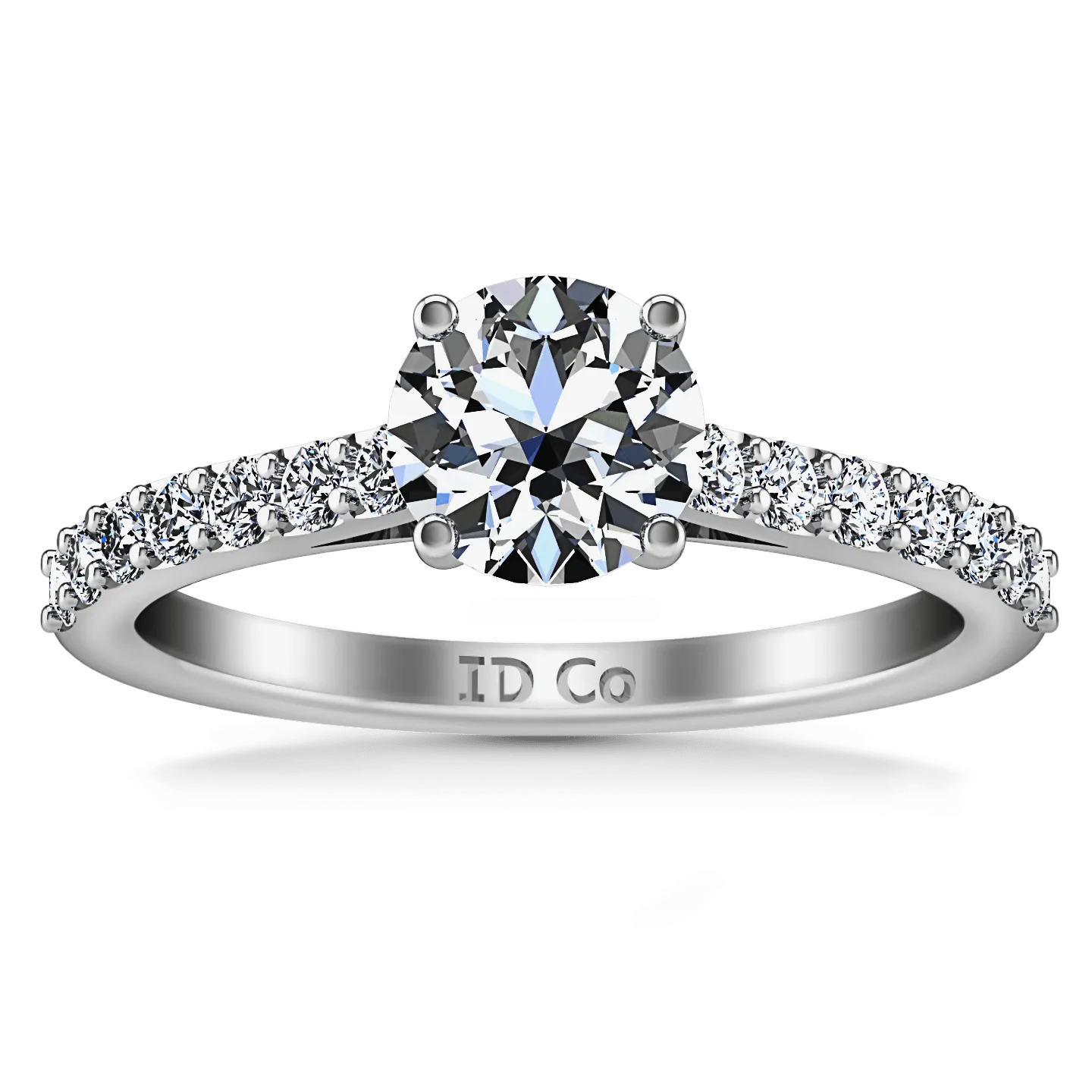 Round Diamond Pave Engagement Ring Harmoney 14K White Gold