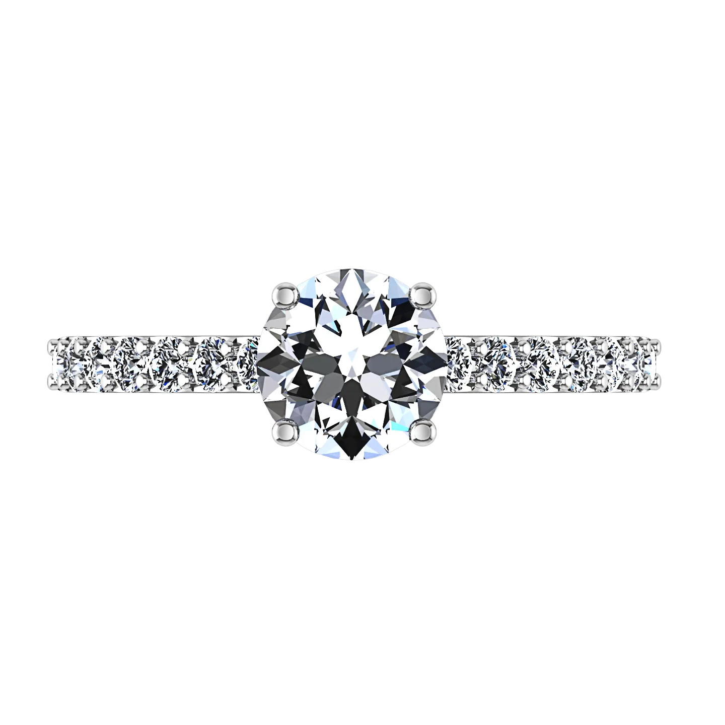 Round Diamond Pave Engagement Ring Harmoney 14K White Gold