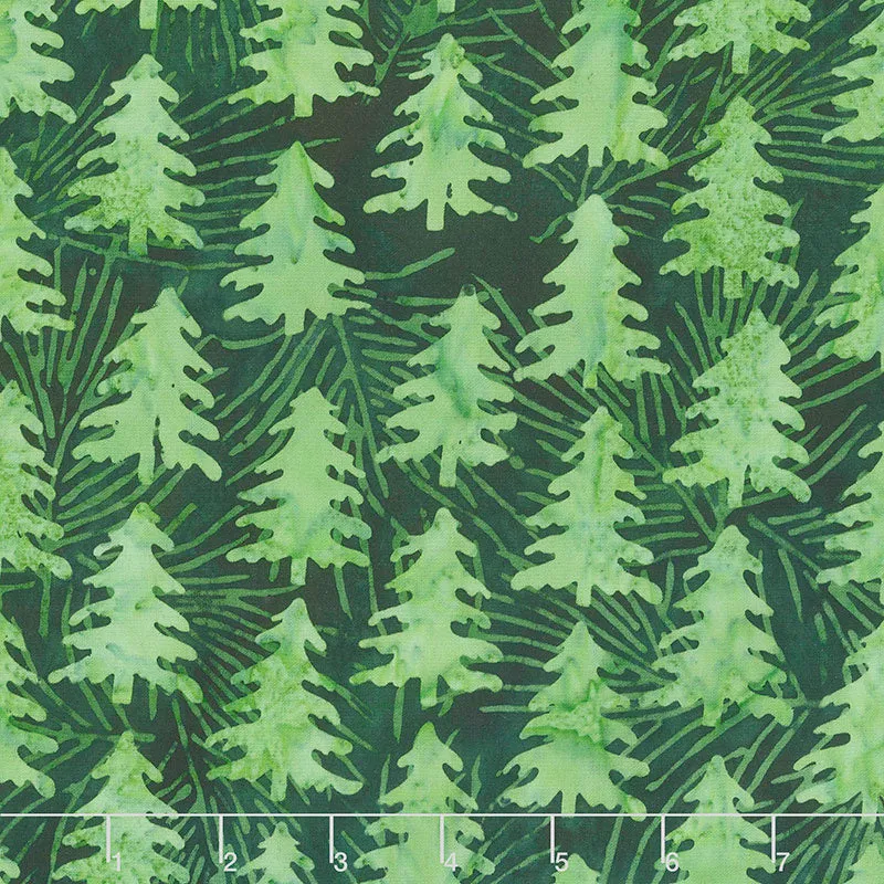 Season's Splendor Batiks - Nordic Trees Fern Yardage