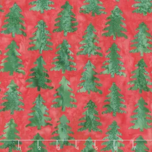 Season's Splendor Batiks - Nordic Trees Multi Christmas Yardage