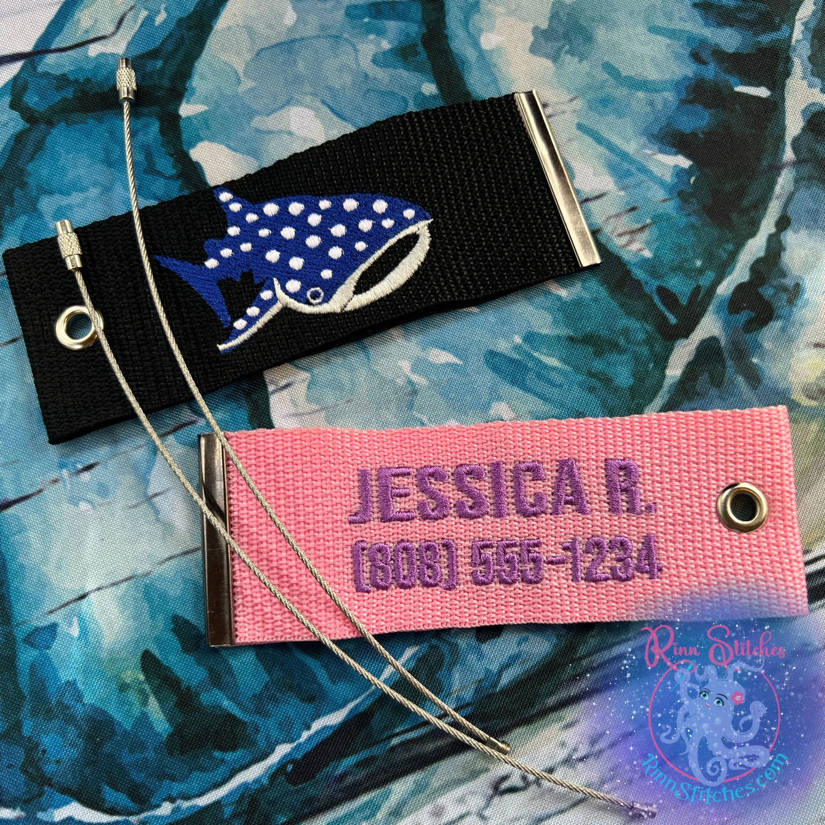 Shark Luggage Tag, Personalized Embroidered Bag Tag