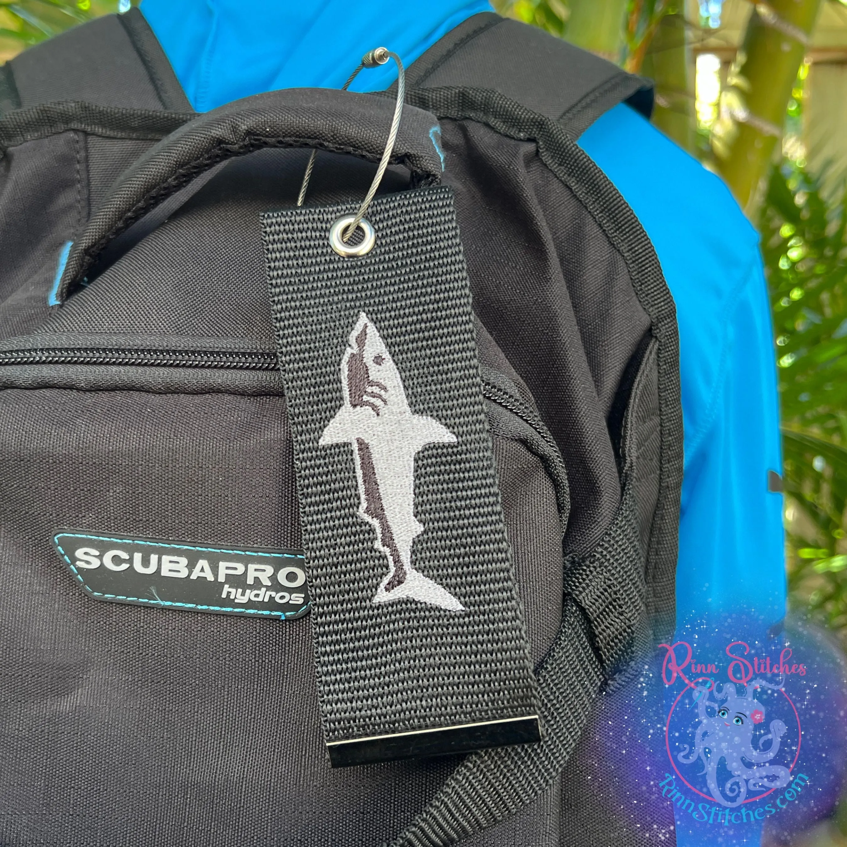 Shark Luggage Tag, Personalized Embroidered Bag Tag