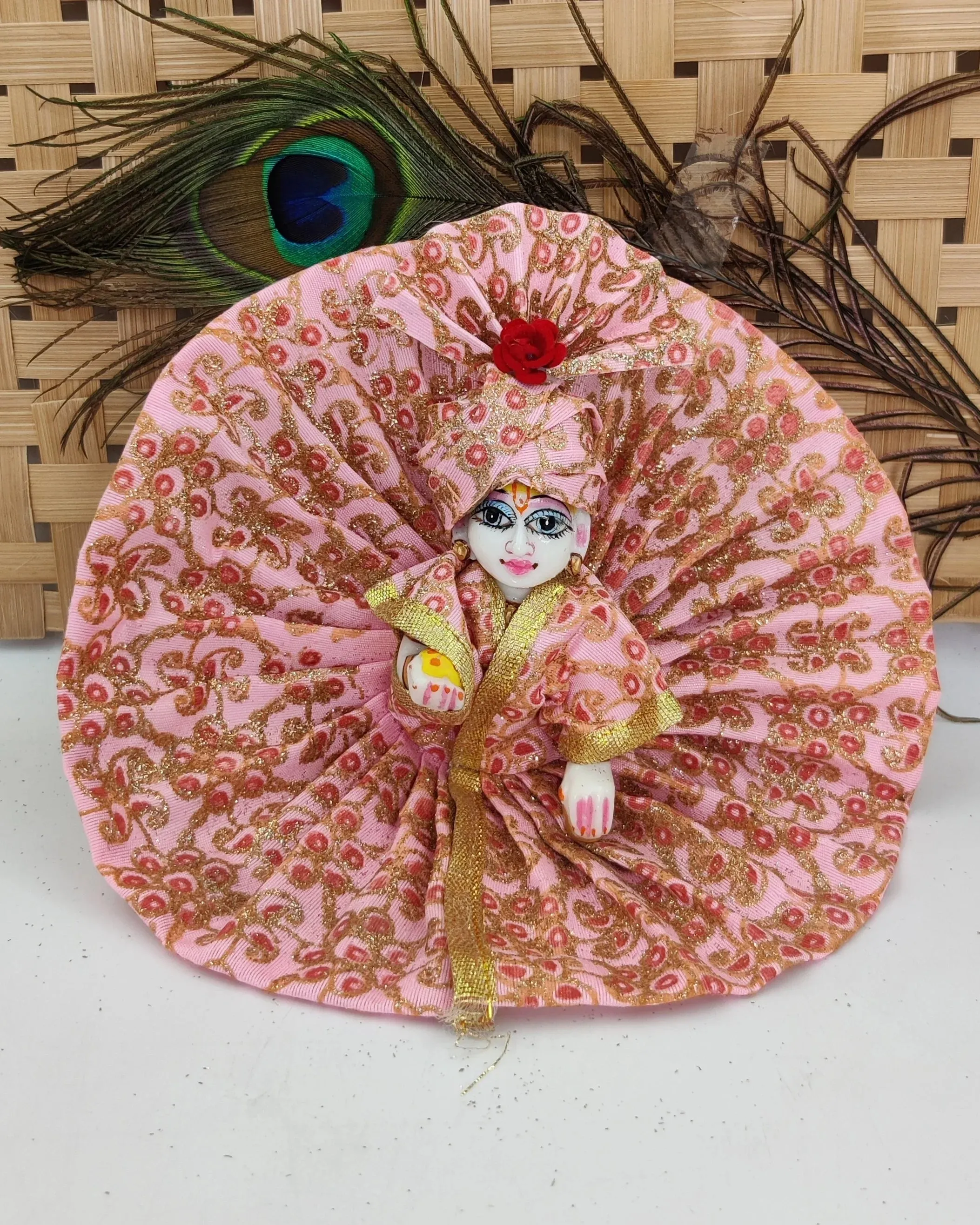 Shining silk cotton summer laddu gopal dress with pagdi (pack of 2) [Random color]
