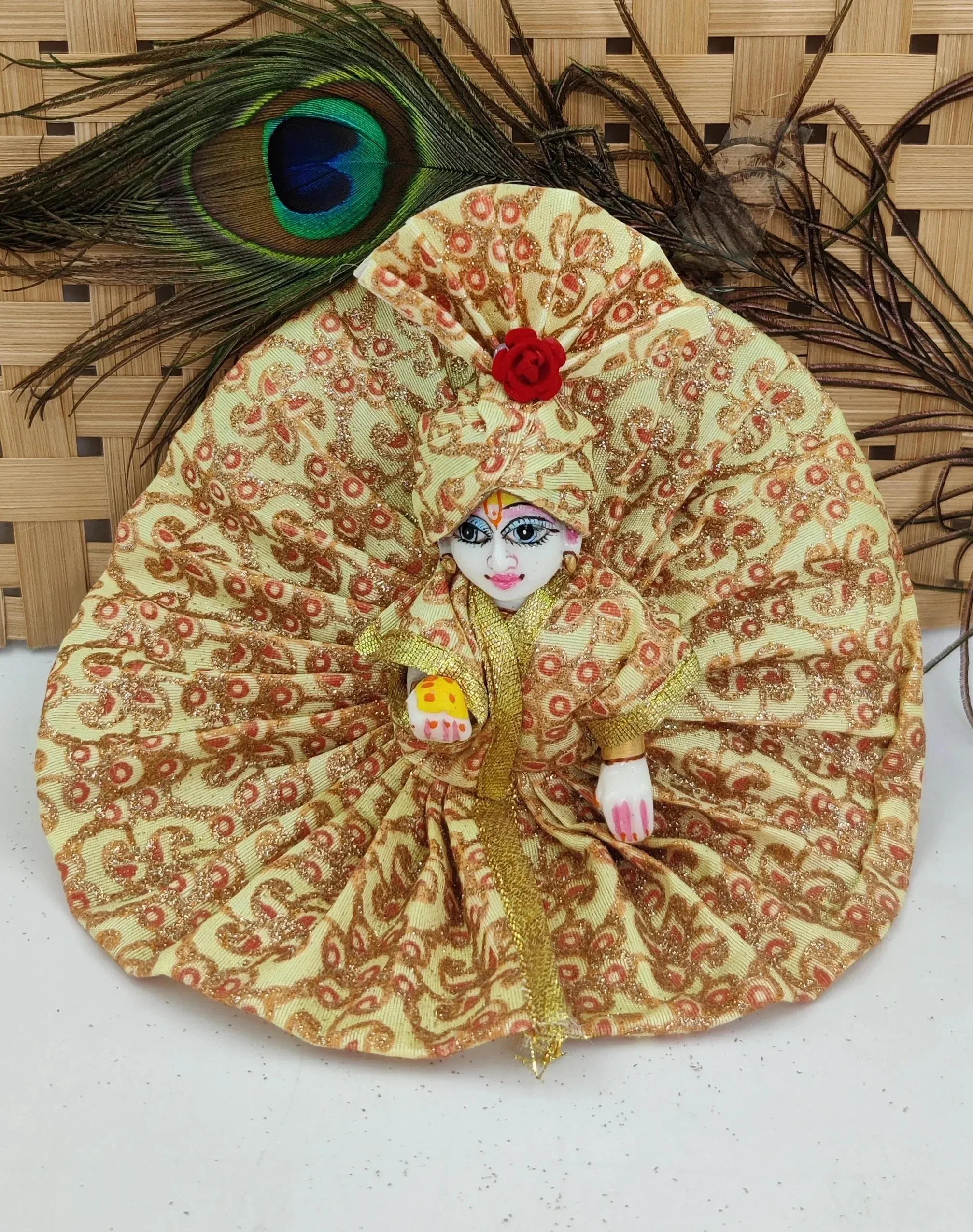 Shining silk cotton summer laddu gopal dress with pagdi (pack of 2) [Random color]