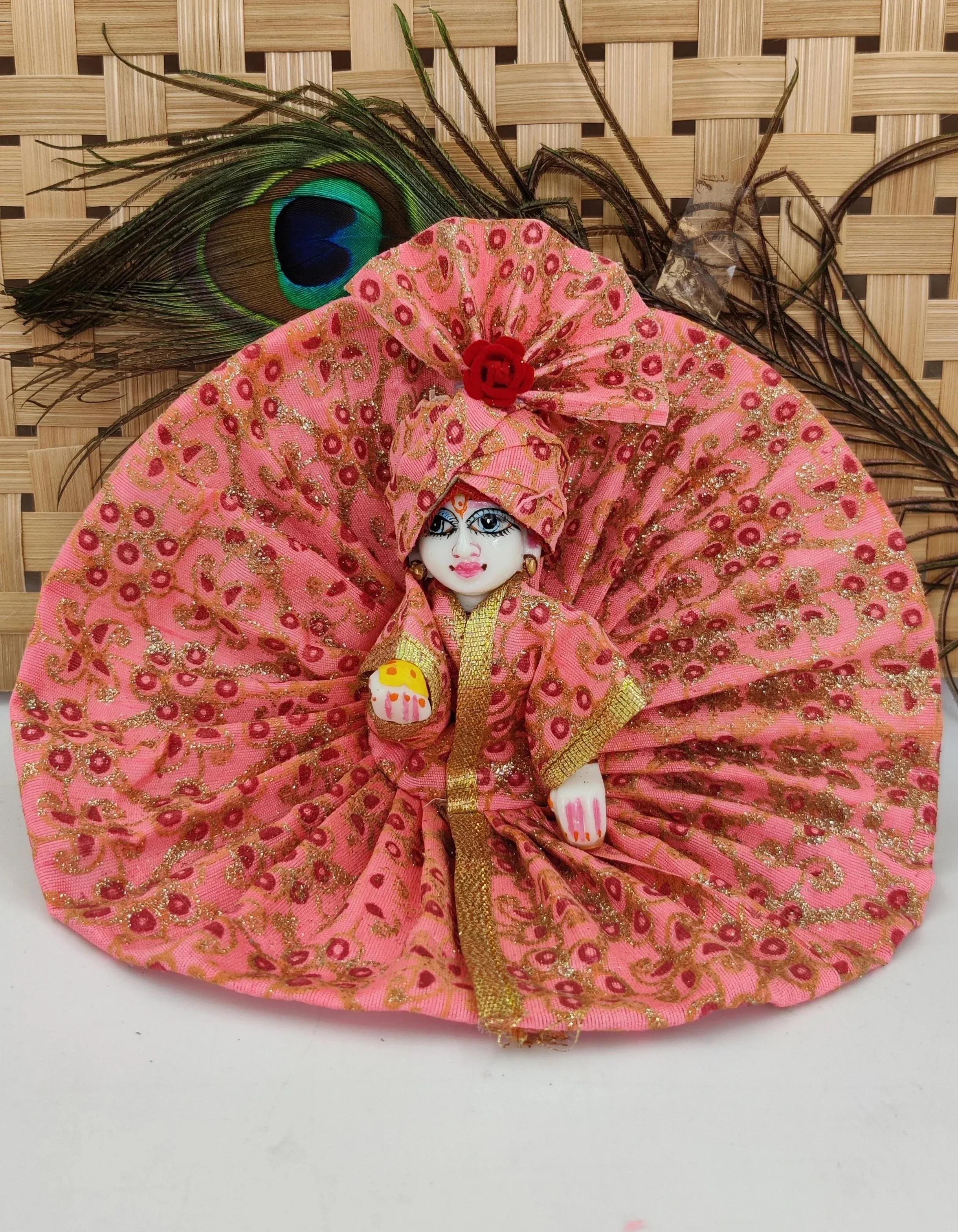 Shining silk cotton summer laddu gopal dress with pagdi (pack of 2) [Random color]