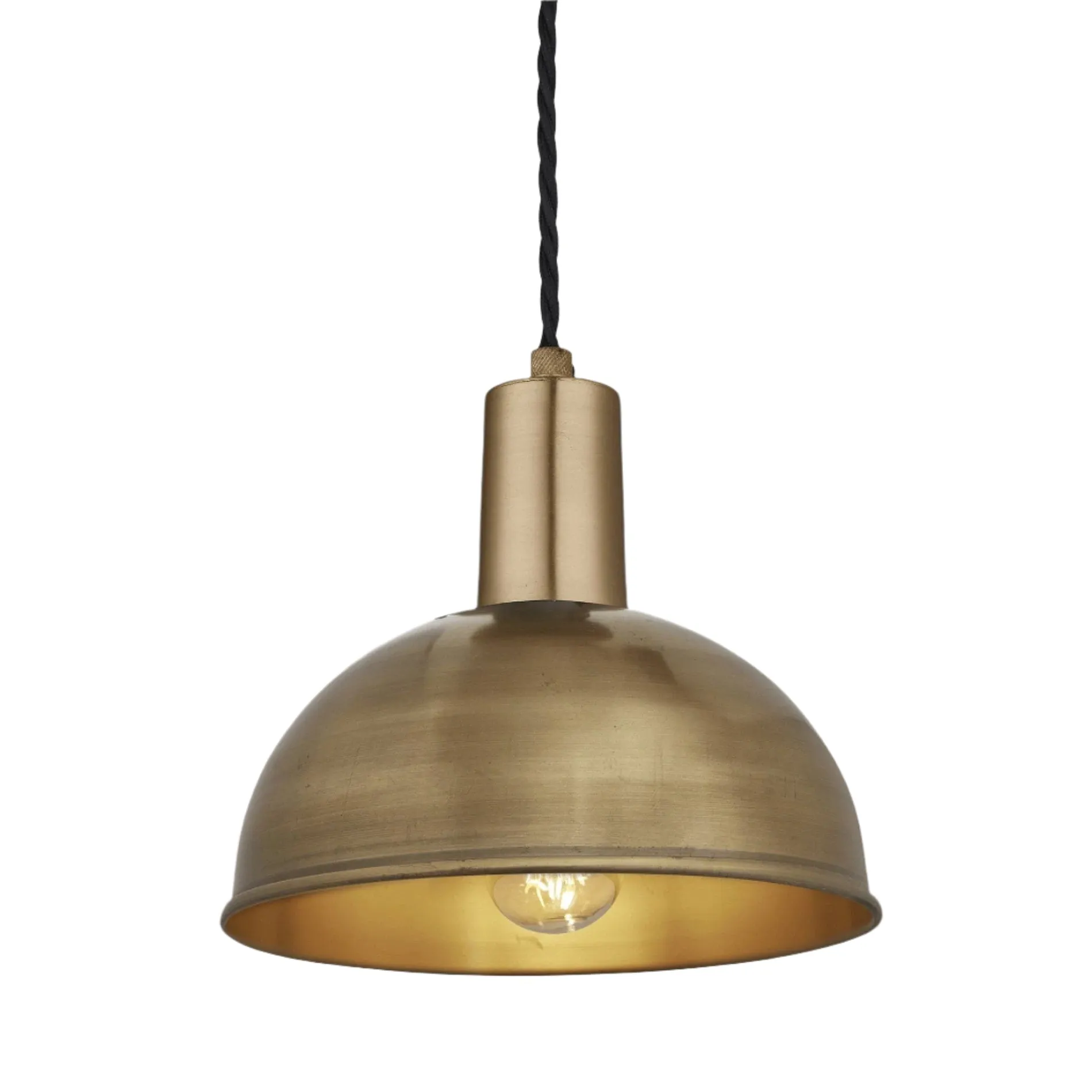 Sleek Dome Pendant - 8 Inch - Brass